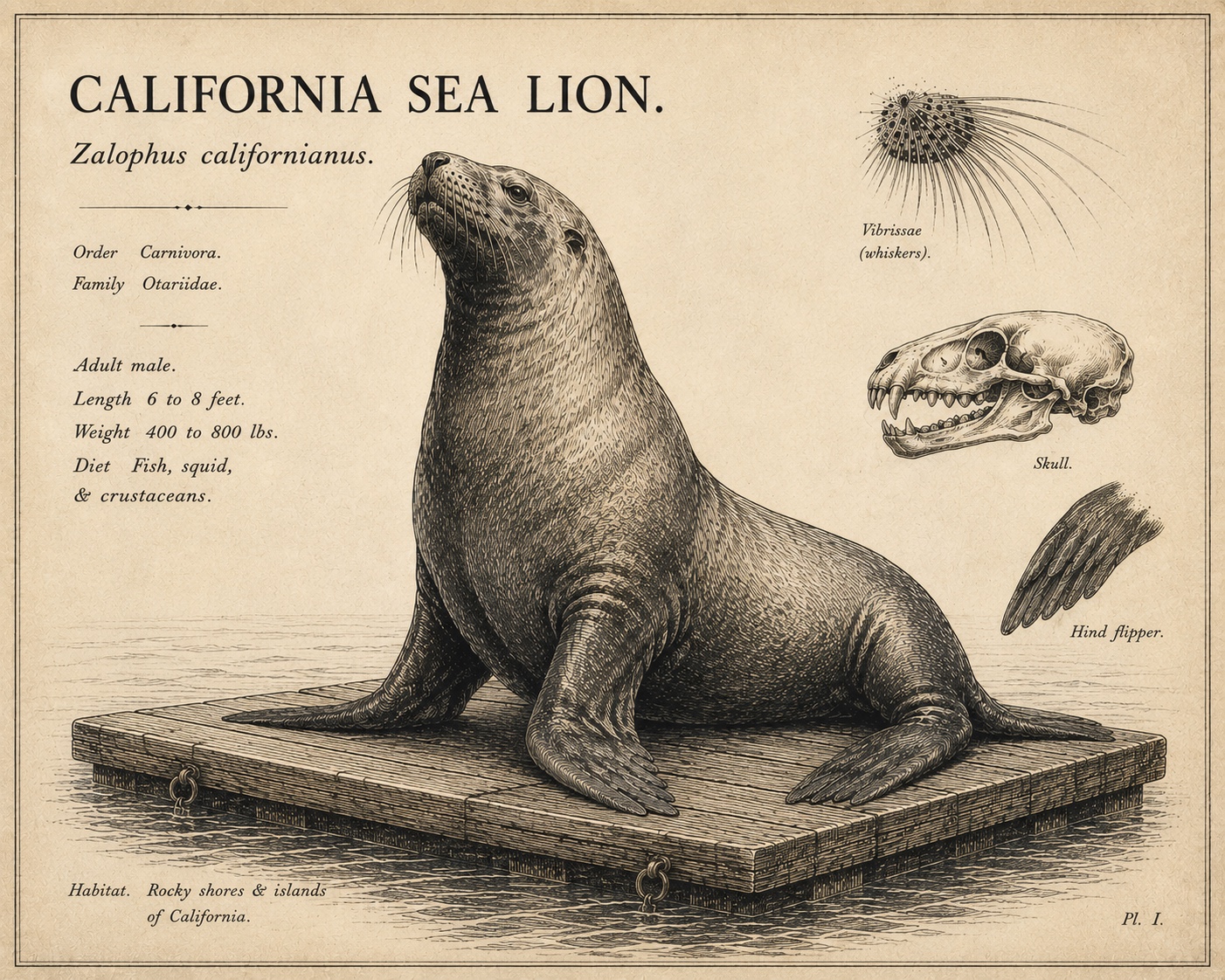 California Sea Lion original illustration