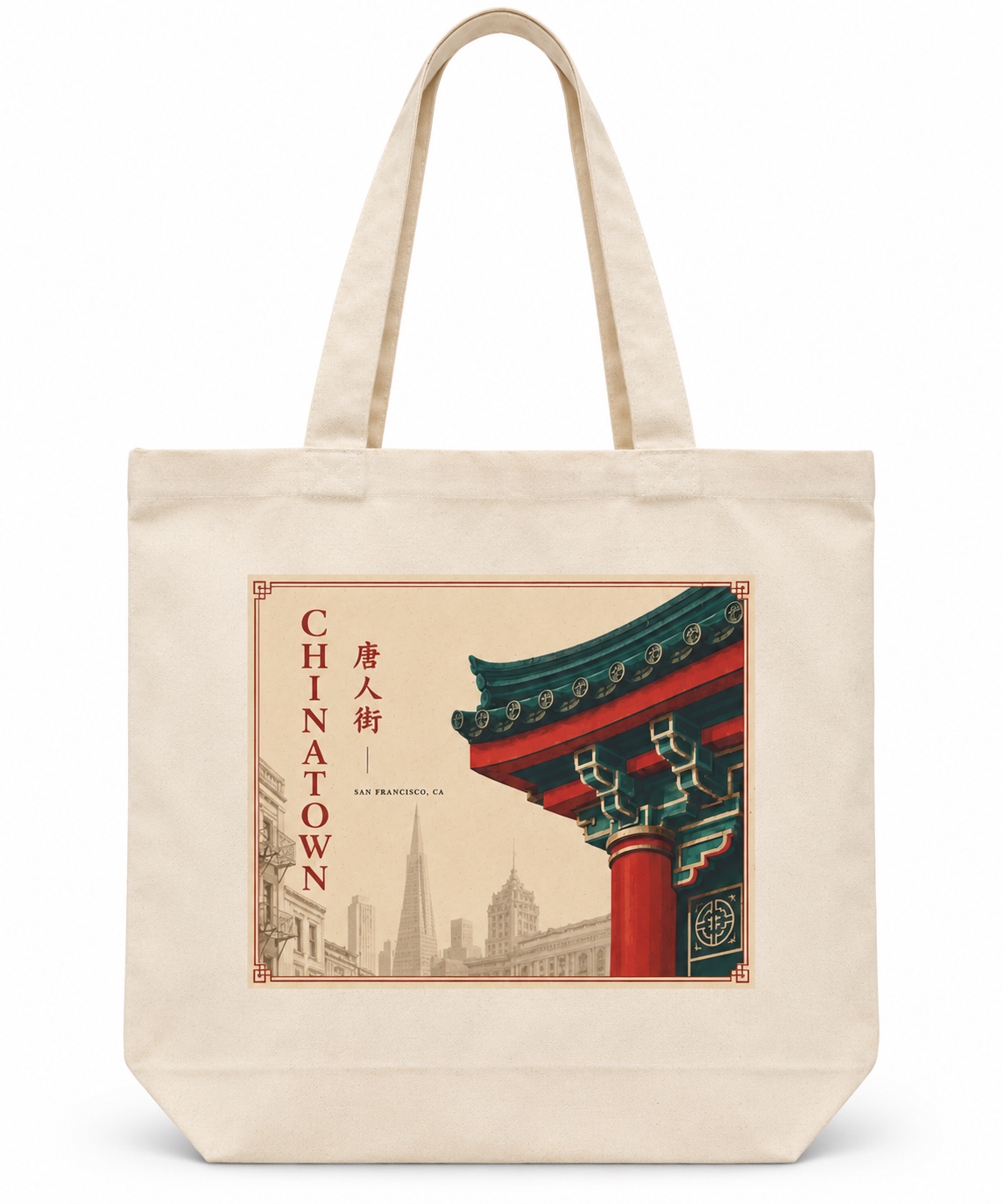 Chinatown design on a canvas tote