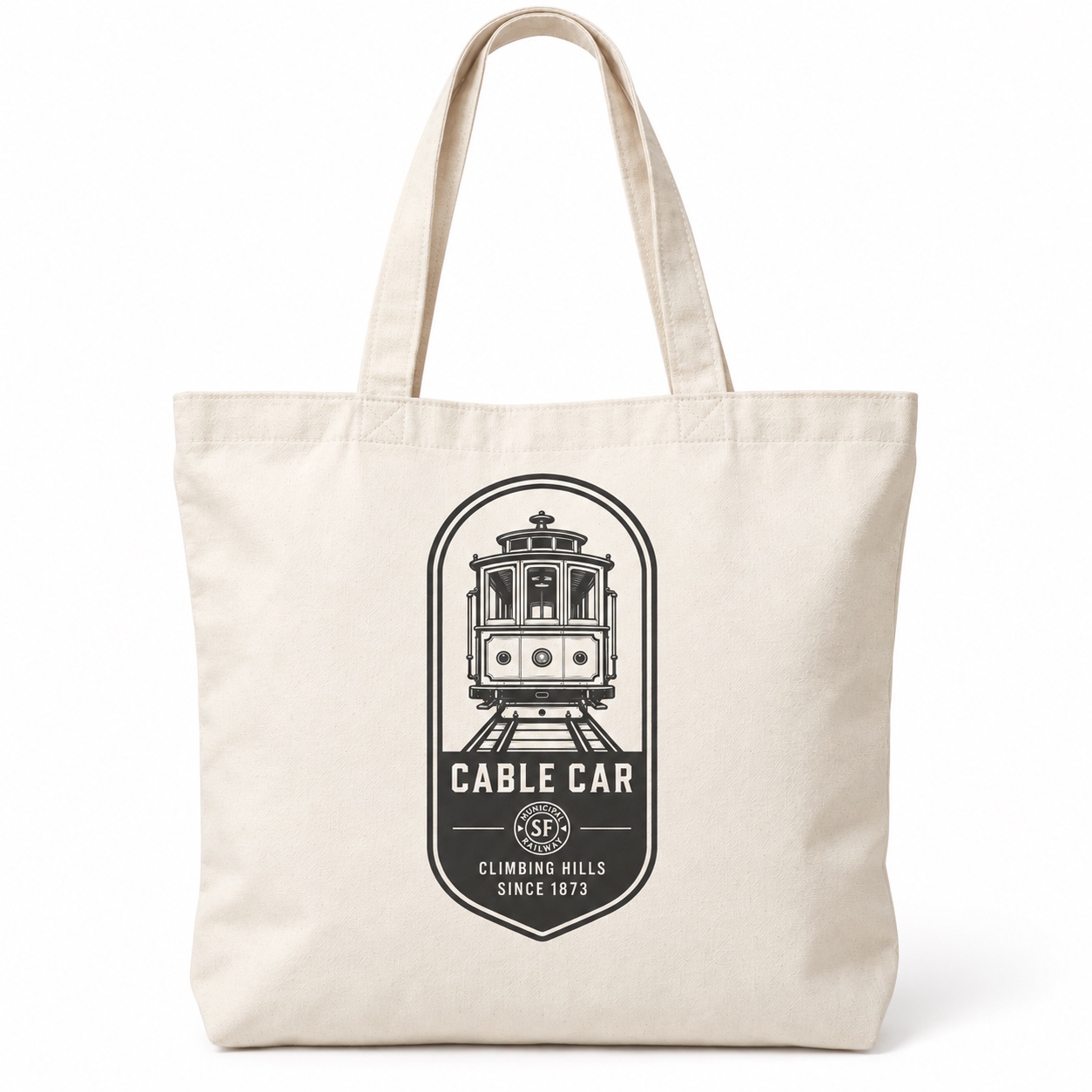 Cable Car design on a canvas tote